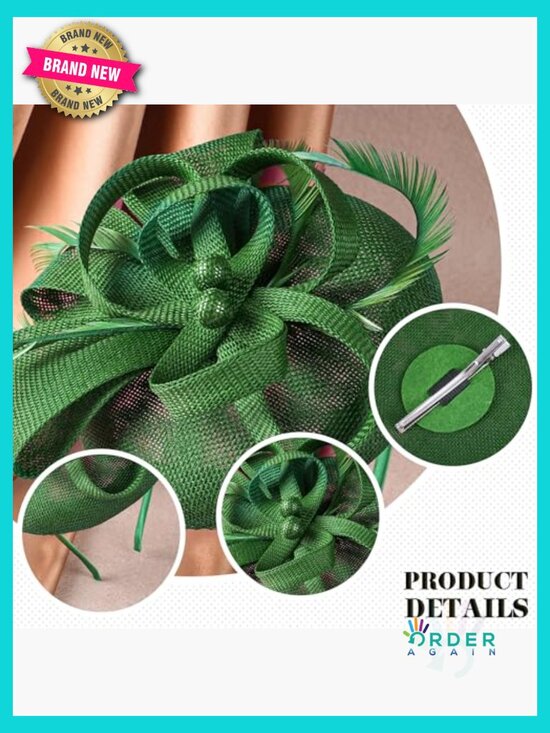 Vintage Kentucky Derby Fascinator Hat with Hair Clip Tea Party 1920s Classic main image 6